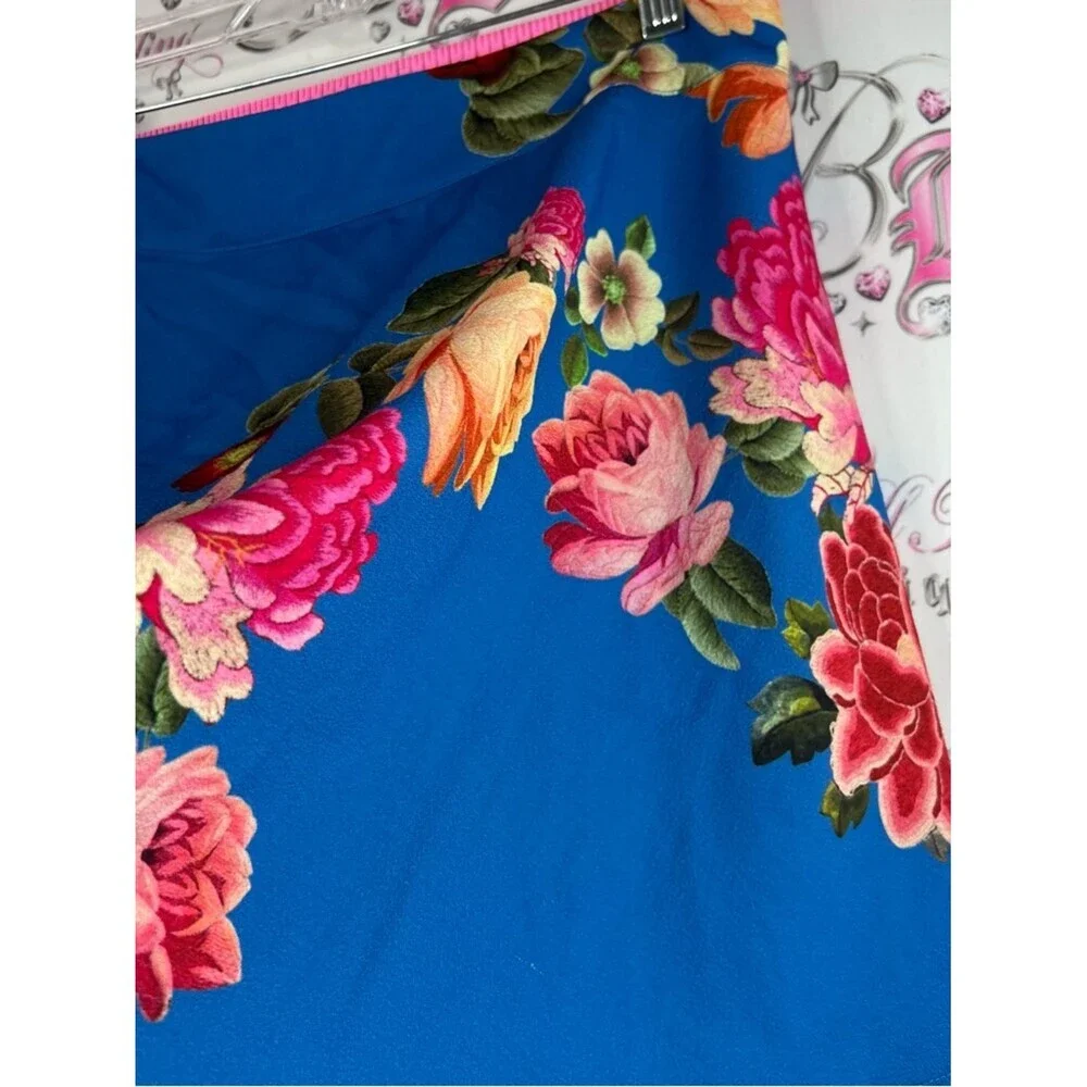 MINKPINK skirt flowers floral pink red green Royal Blue Floral Circle Skirt